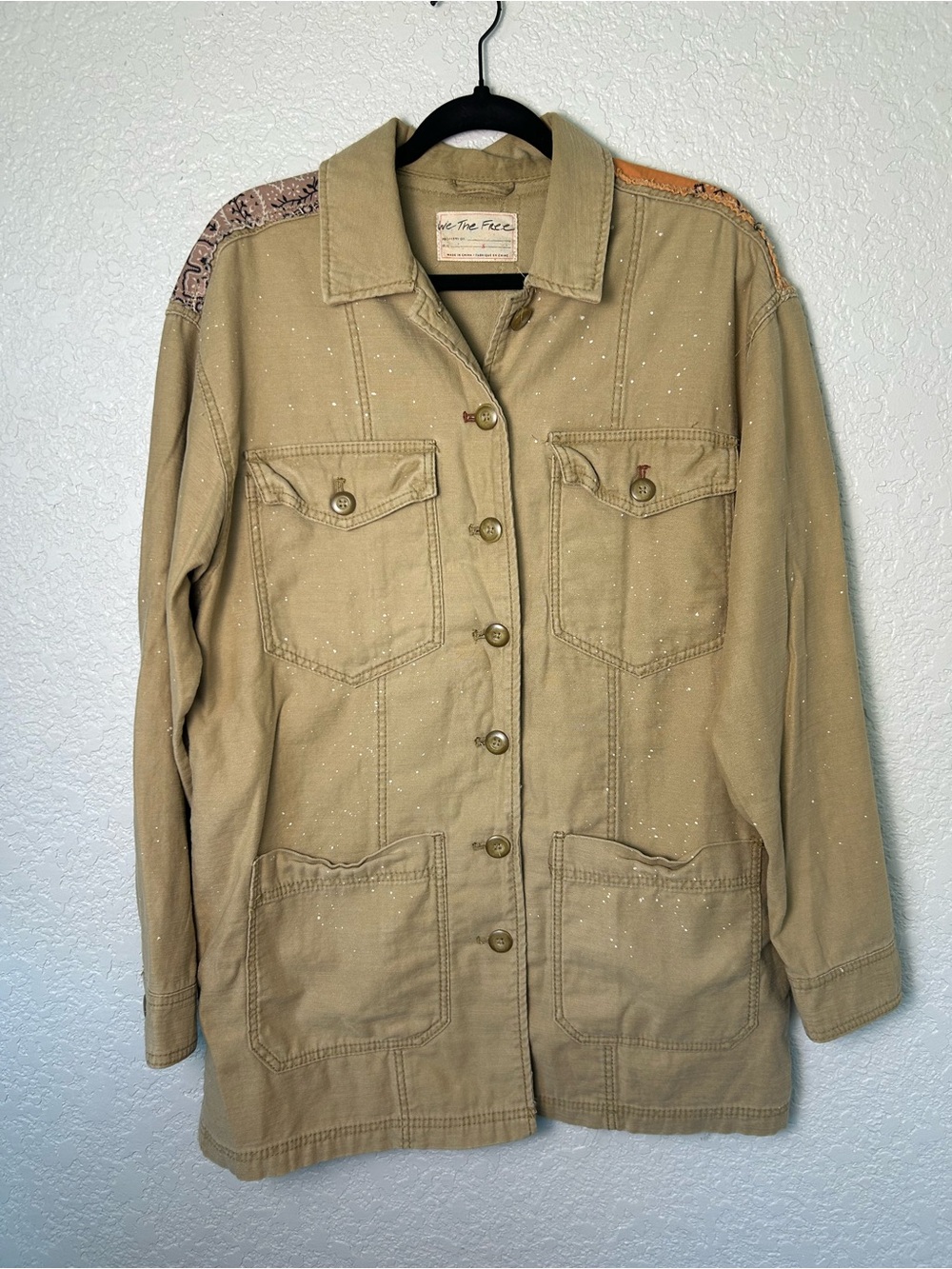 Free People “Swept Up” Shirt Jacket Bandana Patchwork - Picture 2 of 5